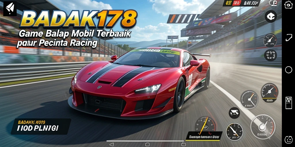 Tampilan gameplay seru dari balapan di BADAK178 dengan mobil kencang.