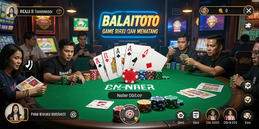 Screenshot gameplay seru dari BALAITOTO menampilkan meja poker yang kompetitif.