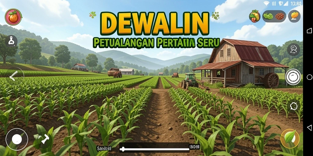 Tampilan gameplay DEWALIN yang menggambarkan aktivitas bercocok tanam.