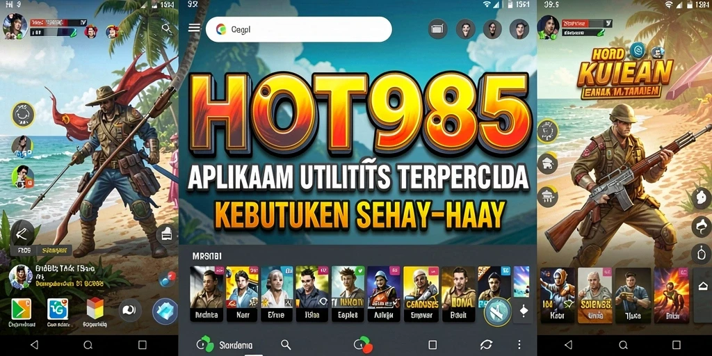 Tampilan utama HOT985 dengan fitur-fitur utilitas yang bermanfaat.