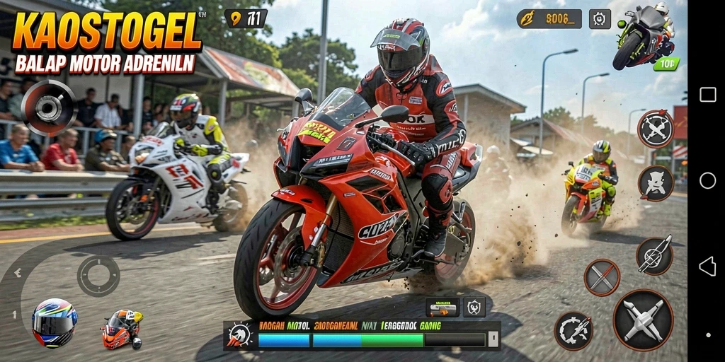 Tampilan menarik dari gameplay KAOSTOGEL saat balapan.