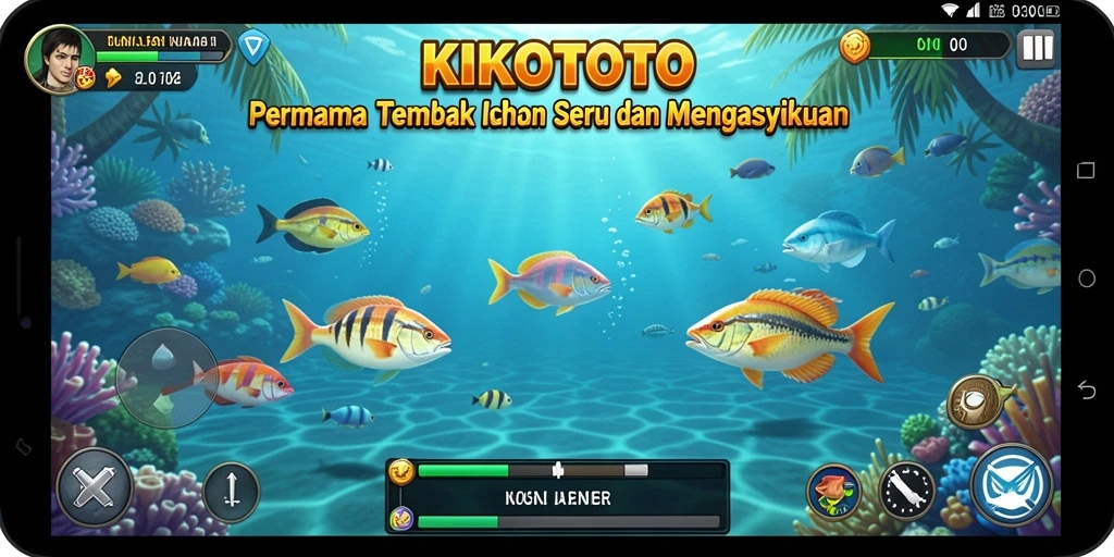 Tampilan gameplay KIKOTOTO dengan aksi tembak ikan yang seru.