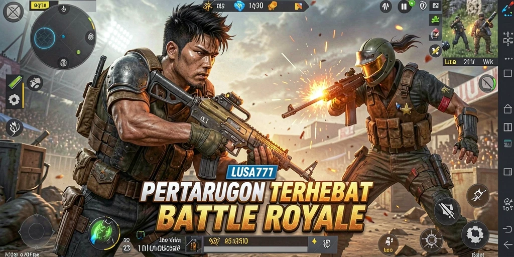 Tangkapan layar menunjukkan aksi seru dalam gameplay Battle Royale.