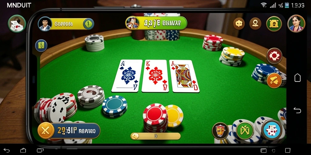 Tampilan gameplay seru dalam MNDUIT dengan kartu Gaple.