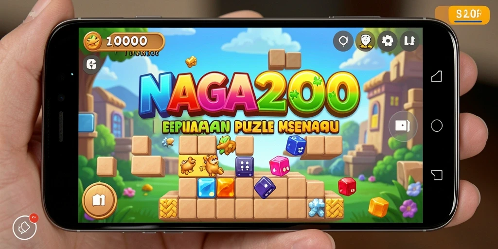 Screenshot gameplay NAGA2000 yang menunjukkan tantangan puzzle yang seru.