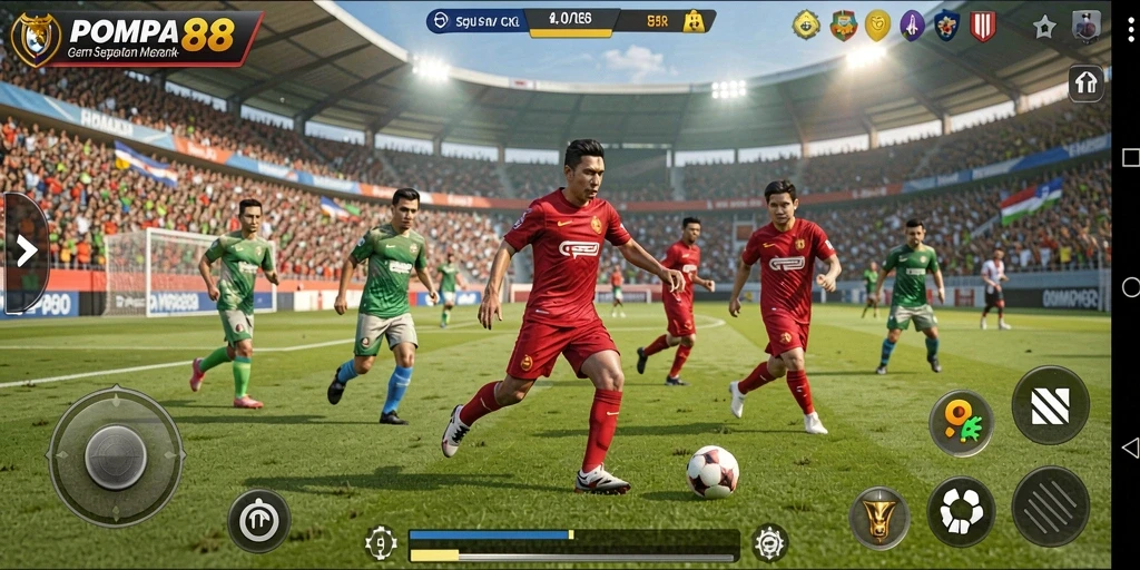 Tampilan luar biasa dari gameplay POMPA88 dengan aksi sepak bola yang mendebarkan.