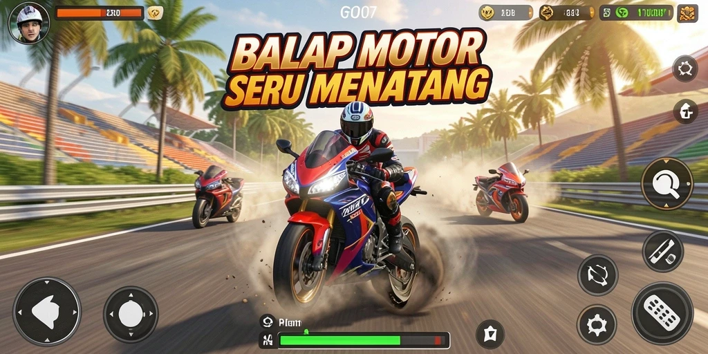 Tampilan menarik dari gameplay balap motor di PRG007.