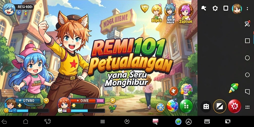 Tampilan gameplay seru dan karakter anime yang berwarna-warni.