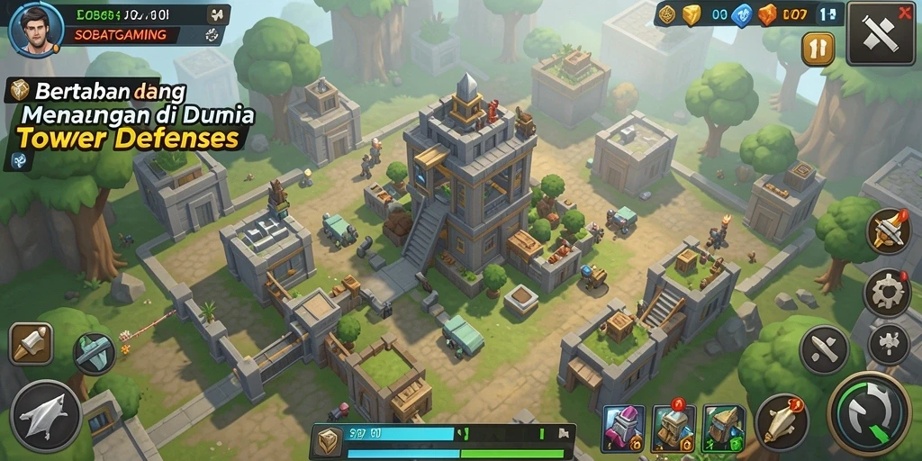 Tangkapan layar gameplay menunjukkan aksi seru Tower Defense di SOBATGAMING.