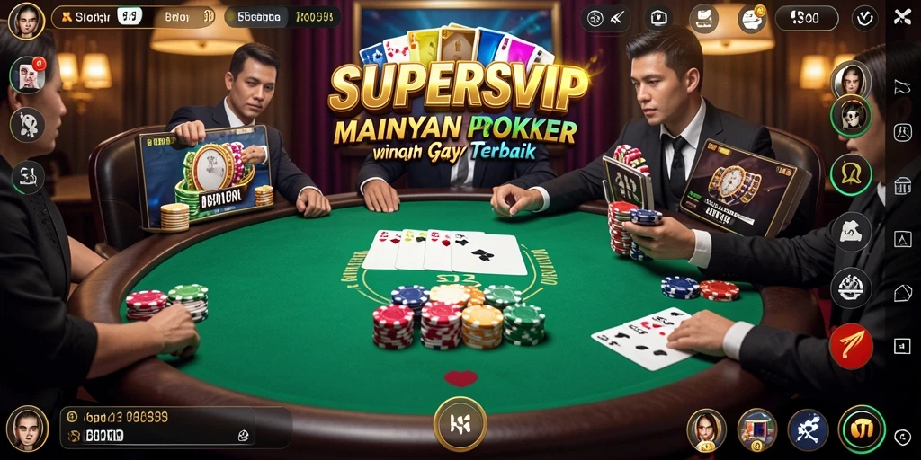 Tampilan gameplay Poker yang mendebarkan di SUPERSVIP.
