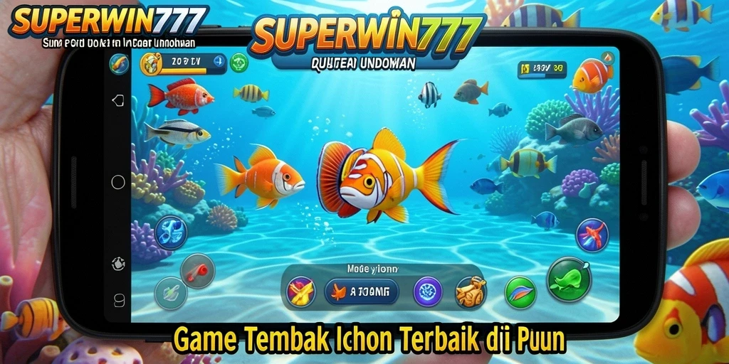 Tampilan screenshot utama SUPERWIN777 menampilkan gameplay menembak ikan yang seru.