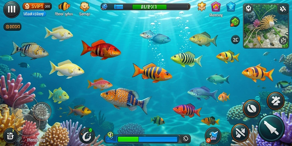 Screenshot gameplay SVIP1 menampilkan aksi menembak ikan yang menegangkan.