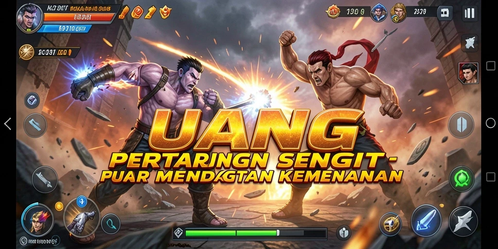 Screenshot utama UANG menampilkan aksi pertarungan yang intens di arena.
