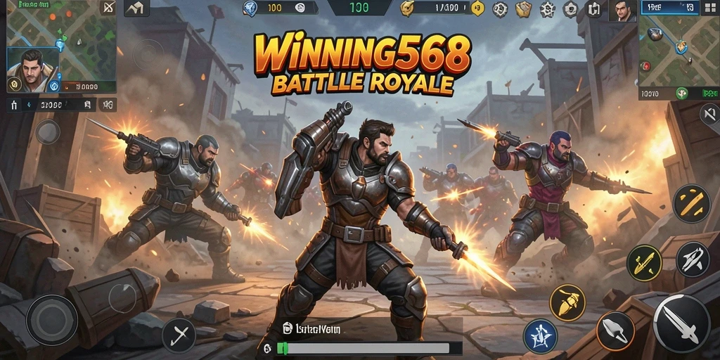 Tangkapan layar gameplay <strong>WINNING568</strong> yang menampilkan aksi seru dalam Battle Royale.